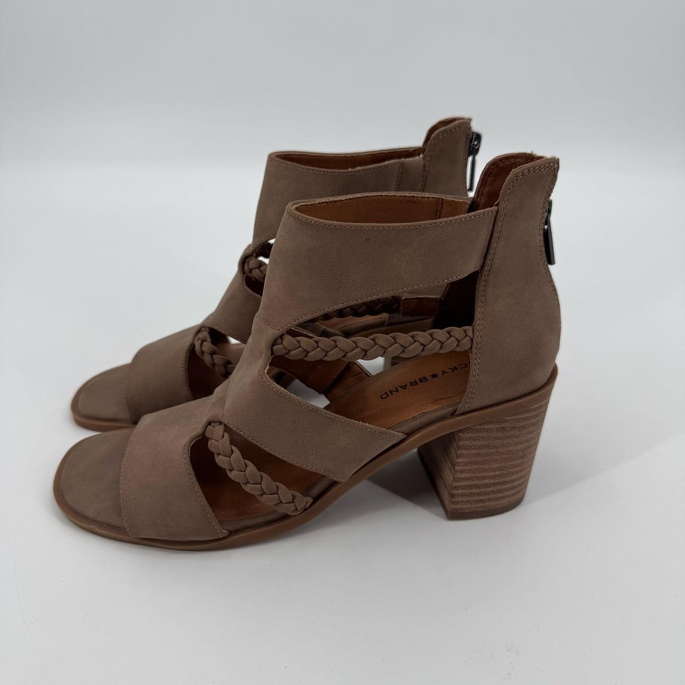 Lucky Brand Women's Brown Caged Braided Strap Block Heel Tulina Sandals Size 9 - Picture 4 of 10